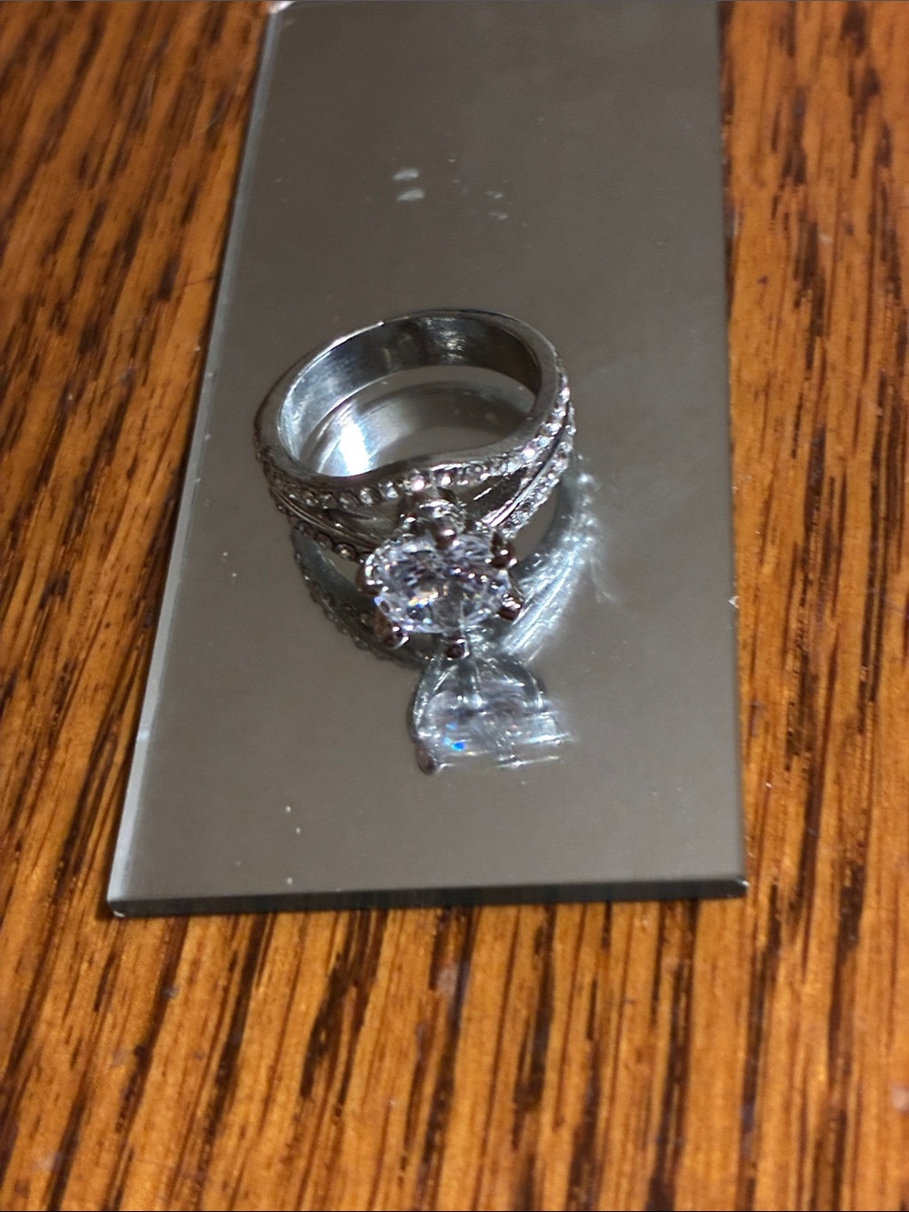 Silver-Tone Clear Stone Bridal Ring Set - Women Jewelry